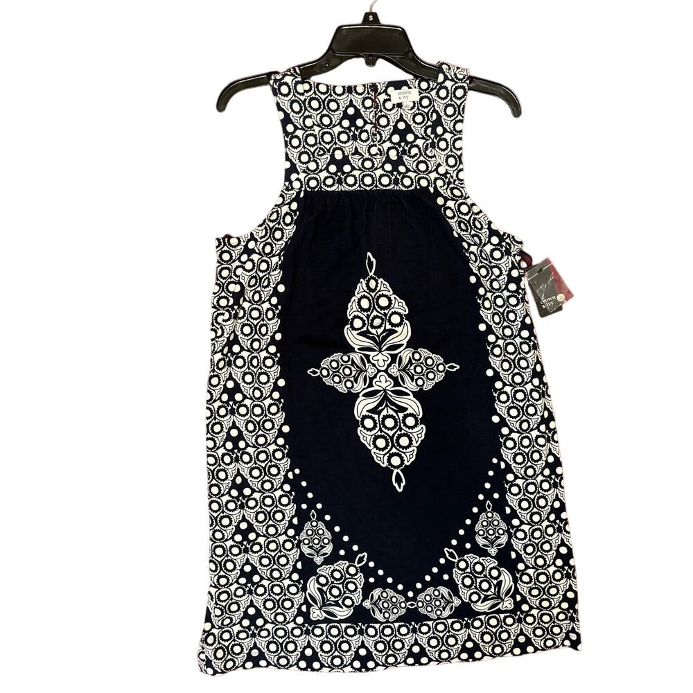 Crown & Ivy Womens Sz S Navy White Sleeveless Dress NEW NWT In The Groove